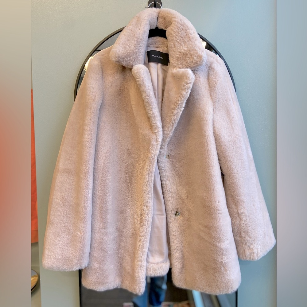 Pink Faux Fur Tahari Coat Size S